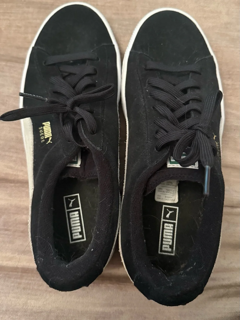 Puma Black Suede Sneakers with Cream Formstripe